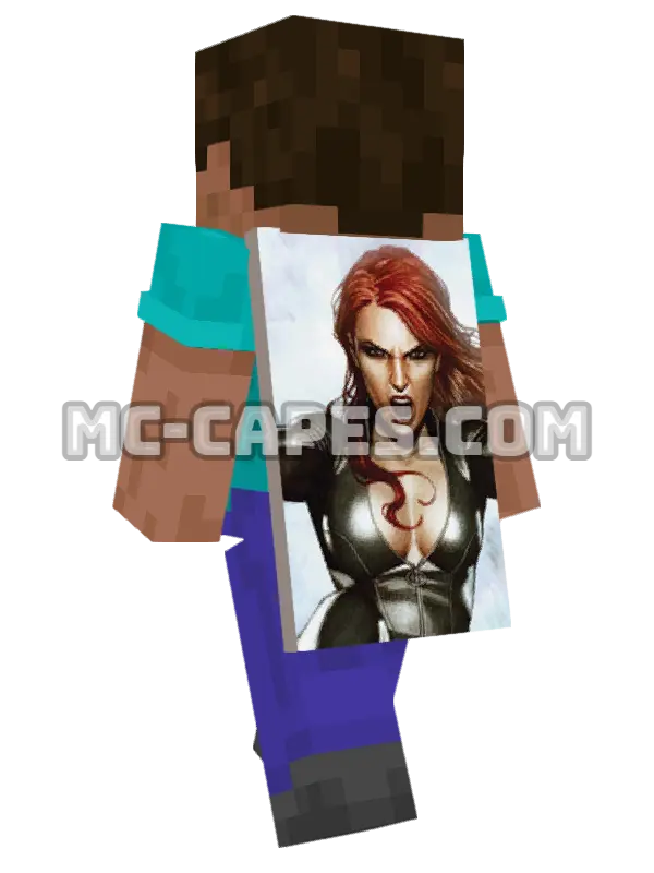 Black Widow Minecraft cape worn on a player, seen from behind