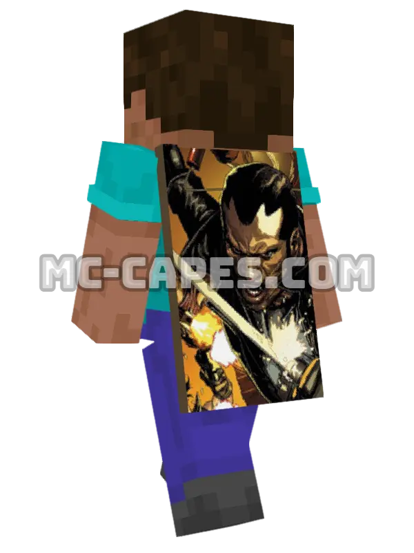Blade Minecraft cape worn on a player, seen from behind