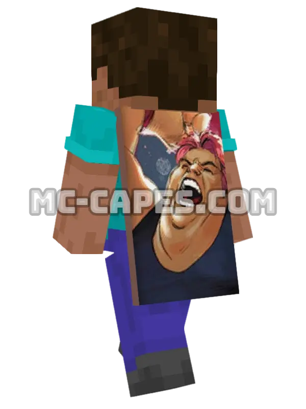 Blob Minecraft cape worn on a player, seen from behind