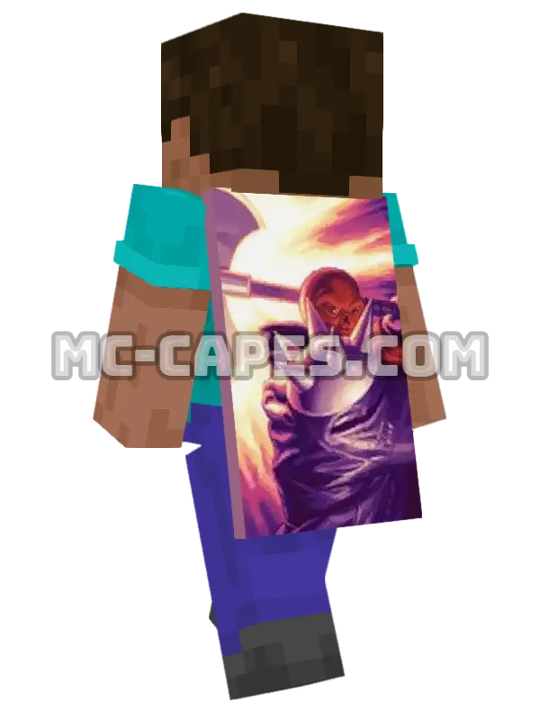 Bloodaxe Minecraft cape worn on a player, seen from behind