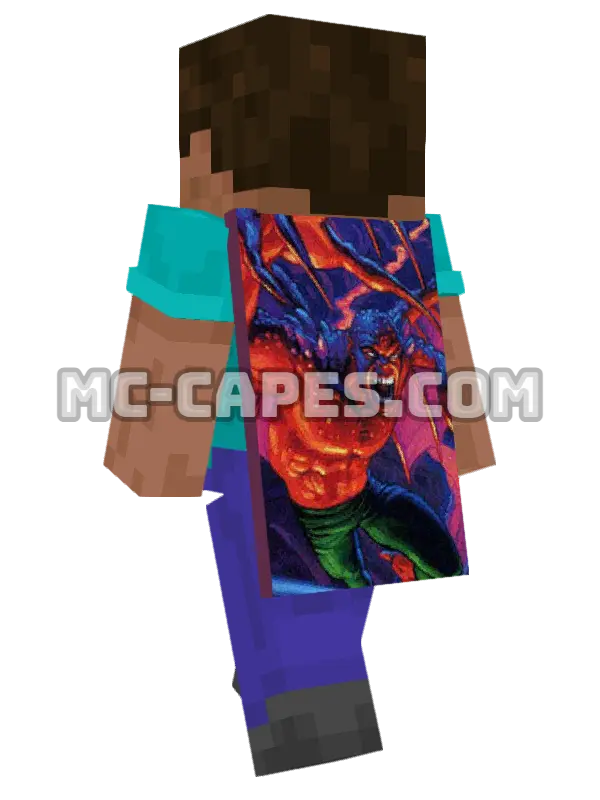 Bloodhawk Minecraft cape worn on a player, seen from behind