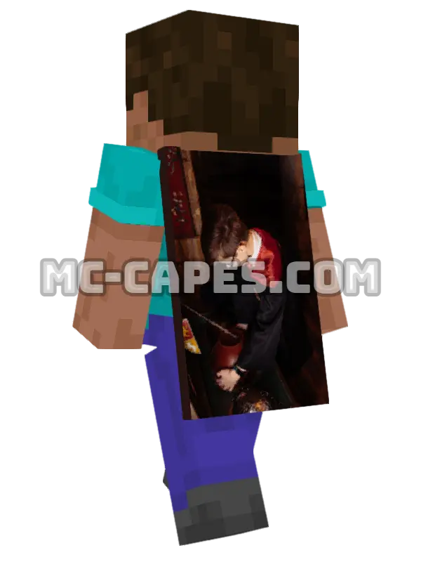 Boy Wizard Minecraft cape worn on a player, seen from behind