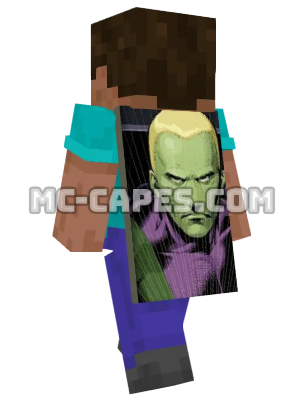Brainiac 5 Minecraft cape worn on a player, seen from behind