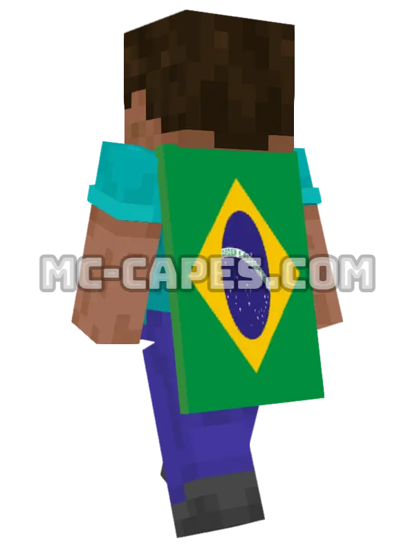 Brazil Flag Minecraft cape worn on a player, seen from behind