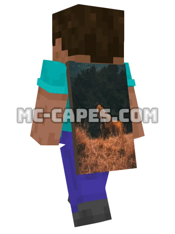 Brown Horse Minecraft cape worn on a player, seen from behind