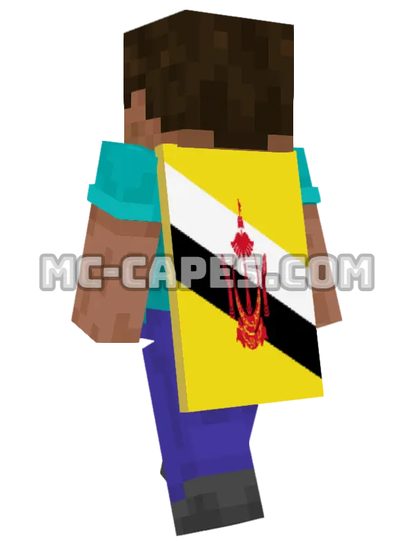 Brunei Flag Minecraft cape worn on a player, seen from behind