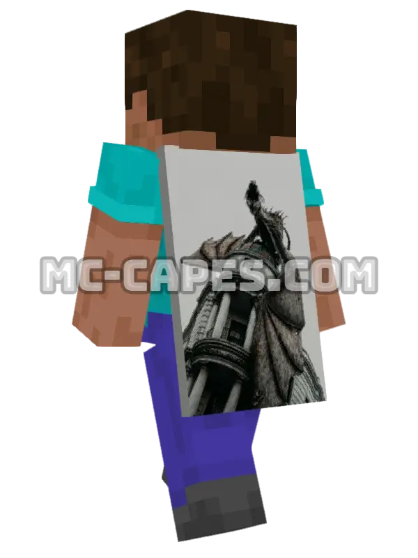 Building Dragon Minecraft cape worn on a player, seen from behind