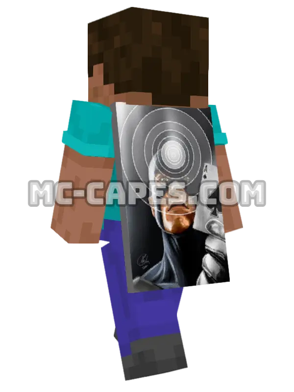 Bullseye Minecraft cape worn on a player, seen from behind