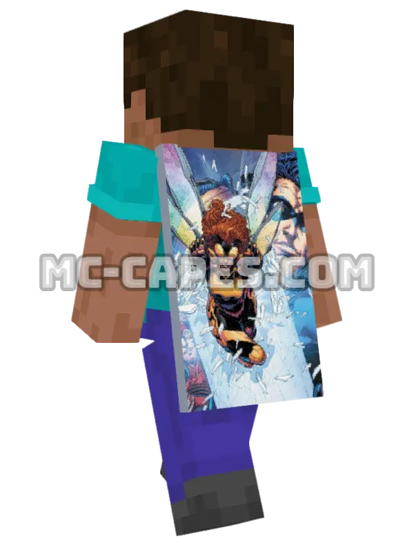 Bumblebee Minecraft cape worn on a player, seen from behind
