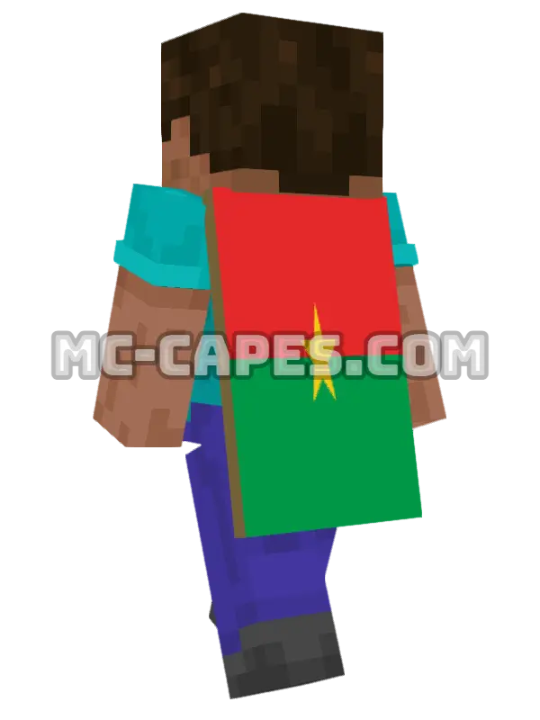 Burkina Faso Flag Minecraft cape worn on a player, seen from behind