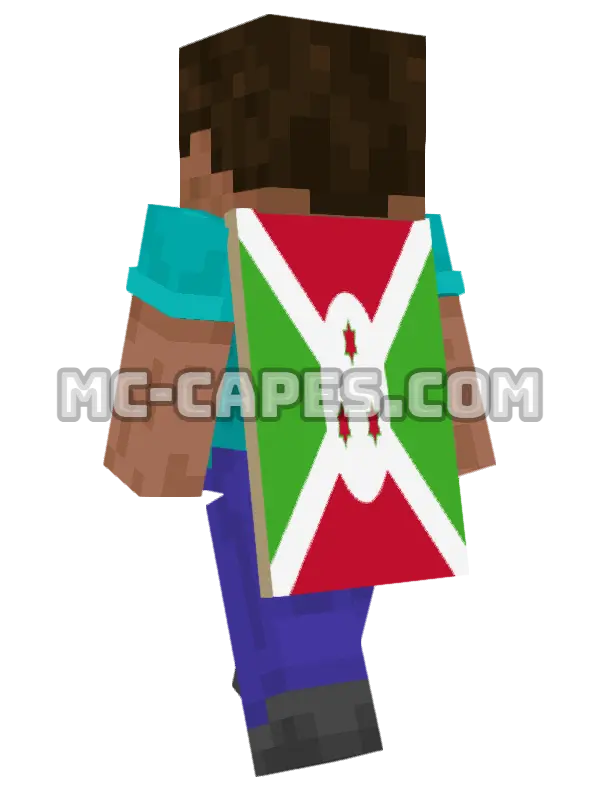 Burundi Flag Minecraft cape worn on a player, seen from behind