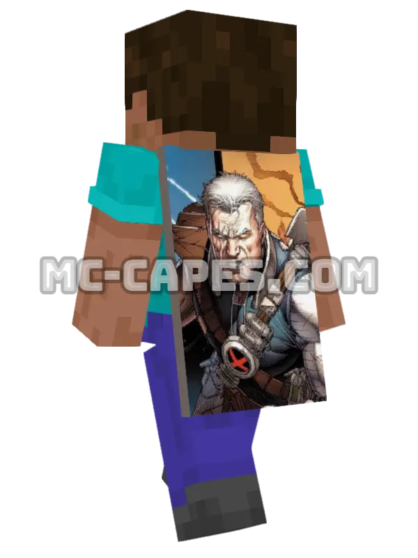 Cable Minecraft cape worn on a player, seen from behind