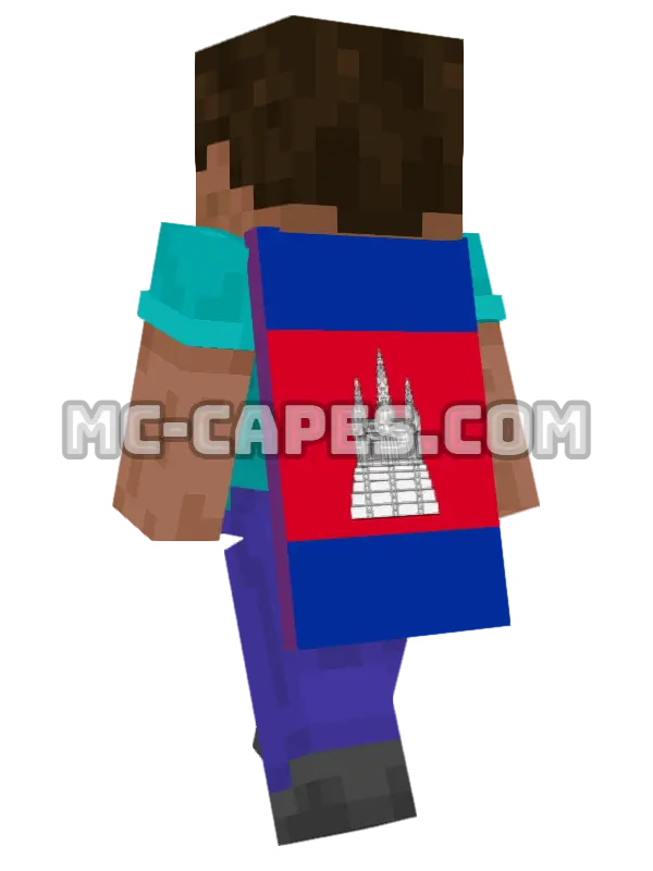 Cambodia Flag Minecraft cape worn on a player, seen from behind