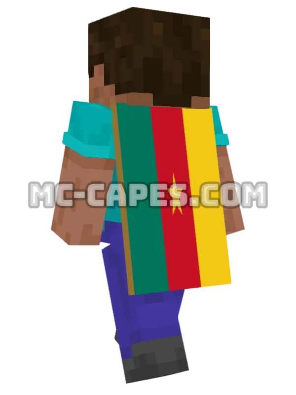 Cameroon Flag Minecraft cape worn on a player, seen from behind