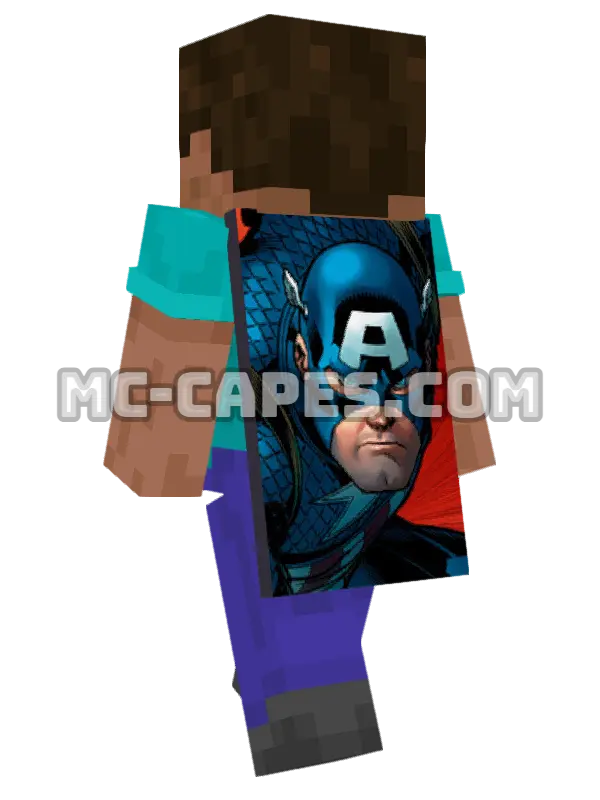 Captain America Minecraft cape worn on a player, seen from behind