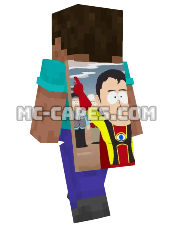 Captain Hindsight Minecraft cape worn on a player, seen from behind
