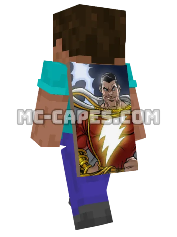 Captain Marvel Minecraft cape worn on a player, seen from behind