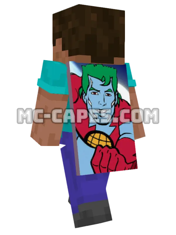 Captain Planet Minecraft cape worn on a player, seen from behind