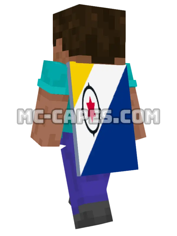 Caribbean Netherlands Flag Minecraft cape worn on a player, seen from behind