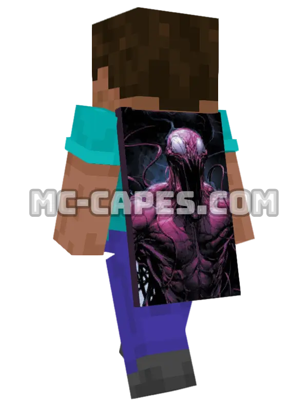 Carnage Minecraft cape worn on a player, seen from behind