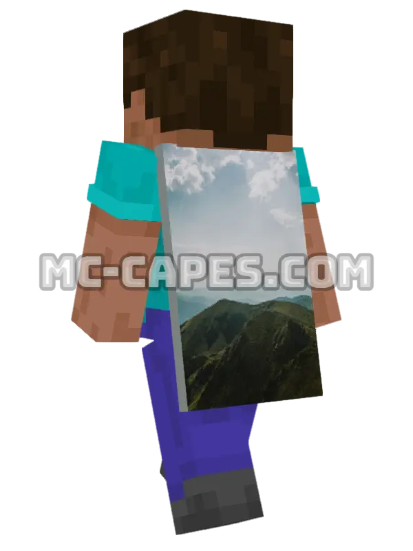 Carpathian Landscape Minecraft cape worn on a player, seen from behind
