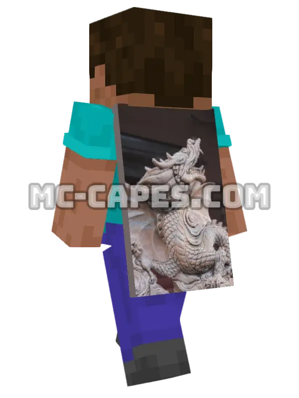 Carved Dragon Minecraft cape worn on a player, seen from behind