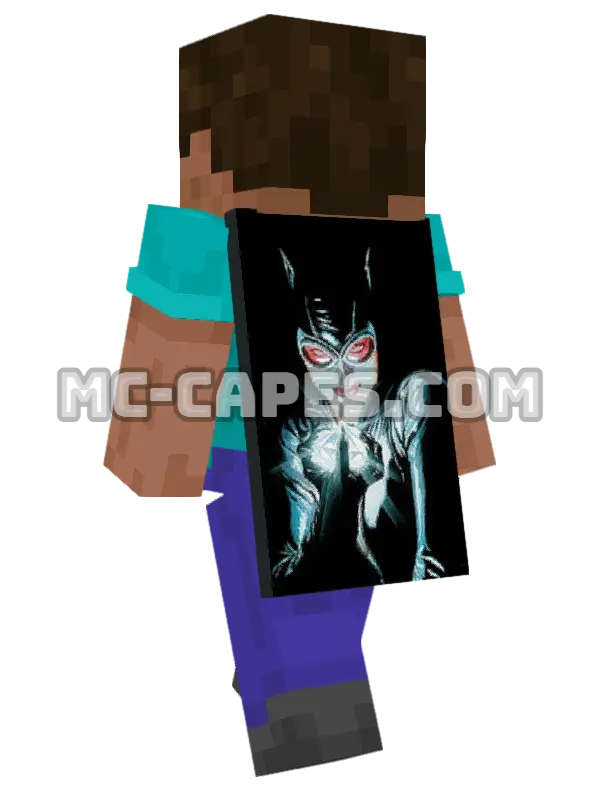 Catwoman Minecraft cape worn on a player, seen from behind