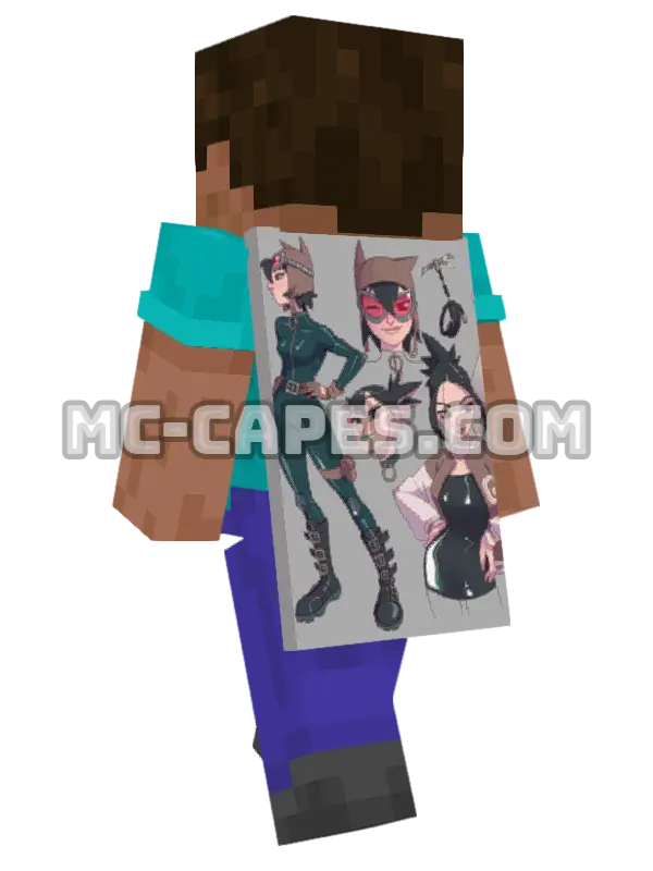Catwoman Hoodie Minecraft cape worn on a player, seen from behind
