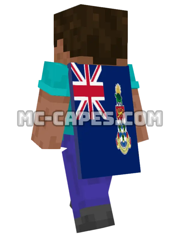 Cayman Islands Flag Minecraft cape worn on a player, seen from behind