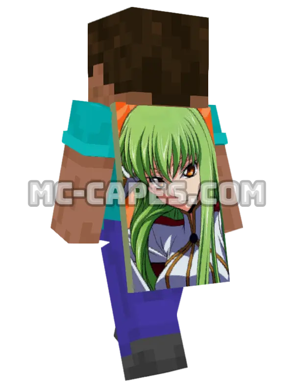 C.C. Minecraft cape worn on a player, seen from behind
