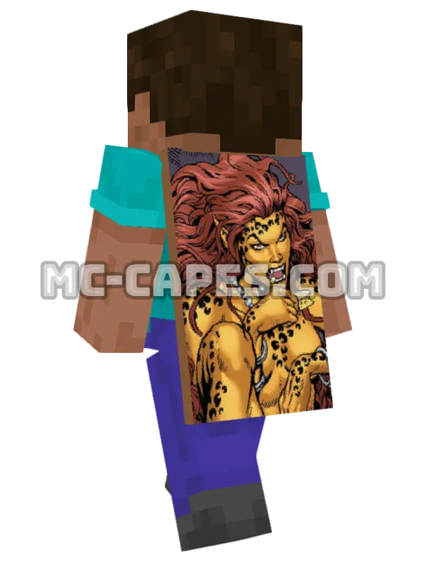 Cheetah III Minecraft cape worn on a player, seen from behind