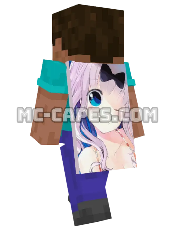 Chika Fujiwara Minecraft cape worn on a player, seen from behind