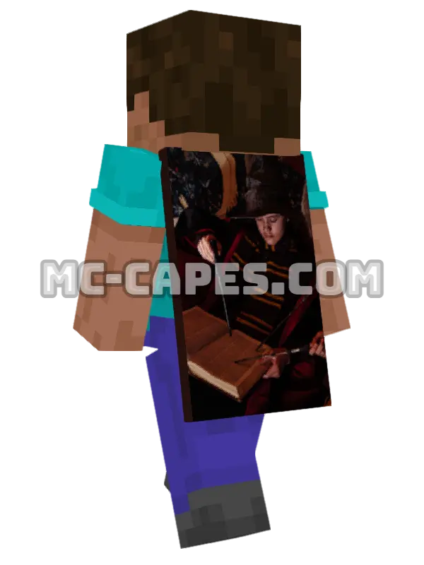 Child Wizard Minecraft cape worn on a player, seen from behind