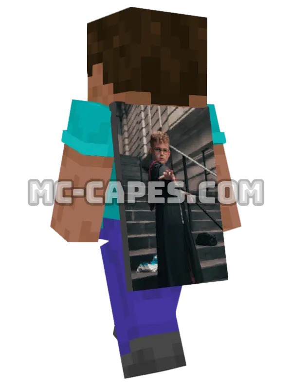 Child Wizard Minecraft cape worn on a player, seen from behind