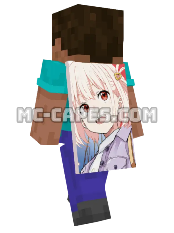 Chisato Nishikigi Minecraft cape worn on a player, seen from behind