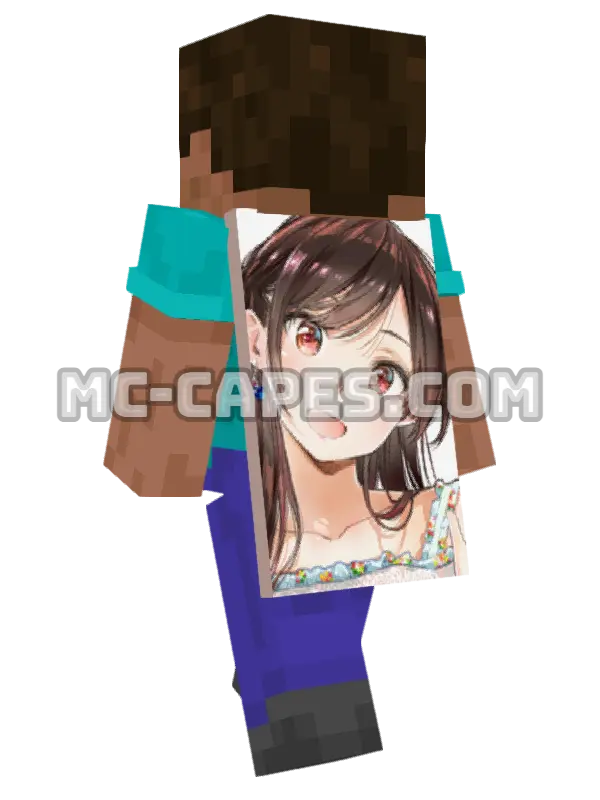 Chizuru Ichinose Minecraft cape worn on a player, seen from behind