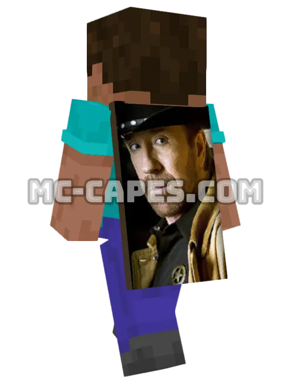 Chuck Norris Minecraft cape worn on a player, seen from behind
