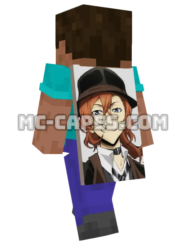 Chuuya Nakahara Minecraft cape worn on a player, seen from behind