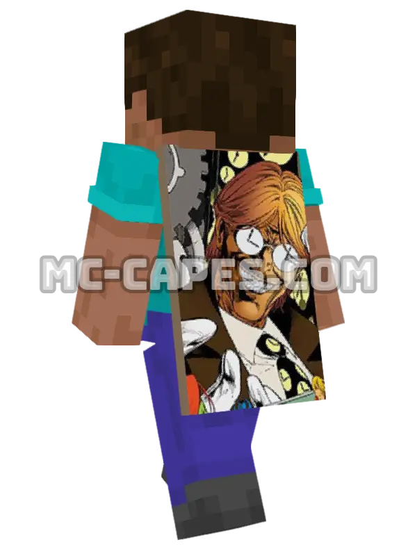 Clock King Minecraft cape worn on a player, seen from behind