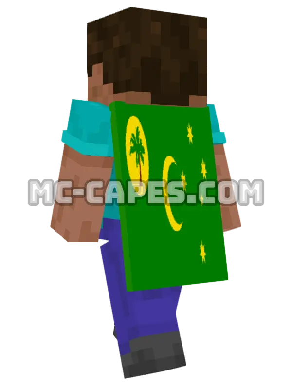 Cocos (Keeling) Islands Flag Minecraft cape worn on a player, seen from behind