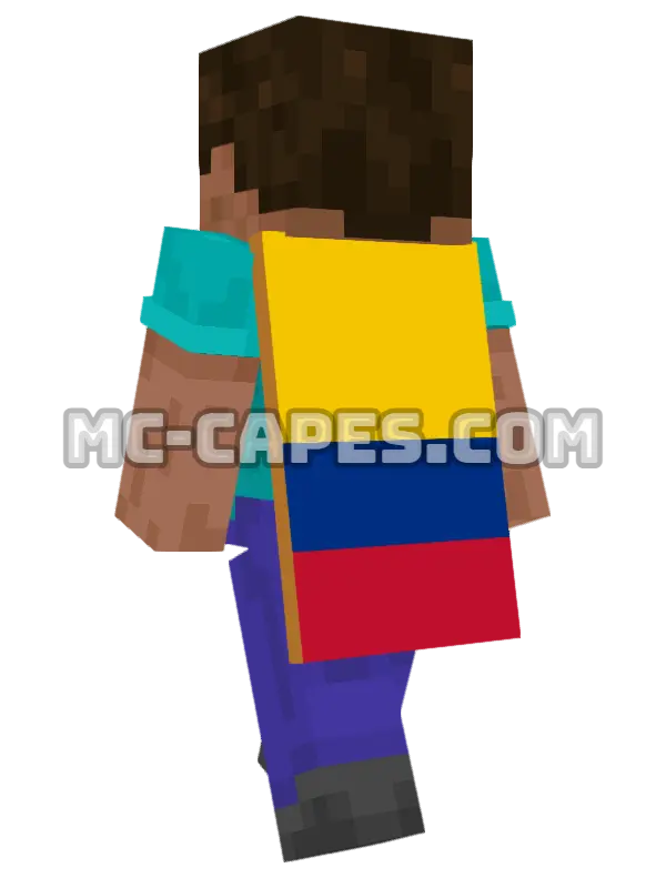 Colombia Flag Minecraft cape worn on a player, seen from behind