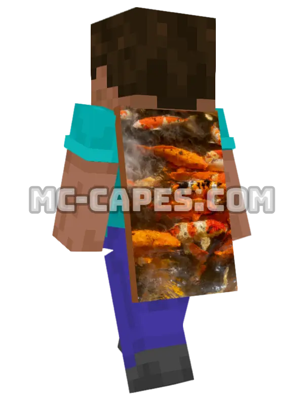 Colorful Koi Minecraft cape worn on a player, seen from behind