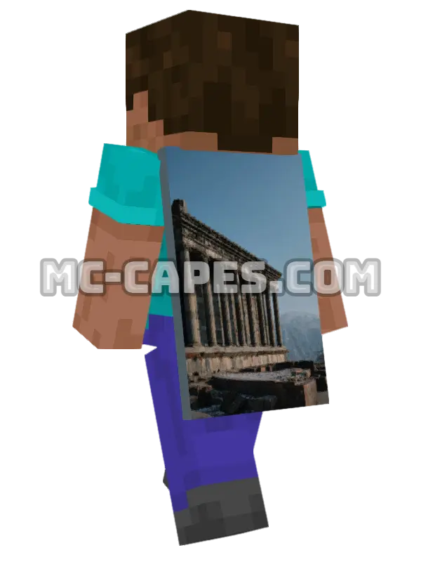 Columned Building Minecraft cape worn on a player, seen from behind