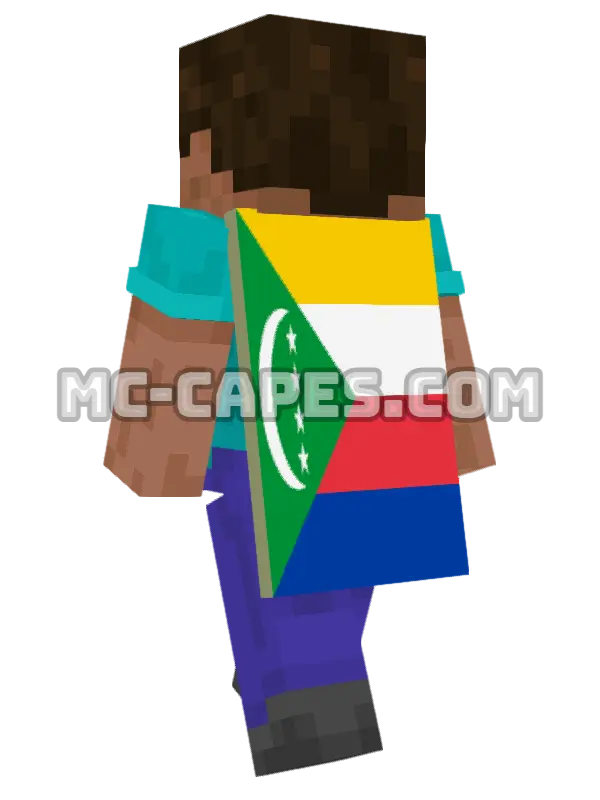 Comoros Flag Minecraft cape worn on a player, seen from behind