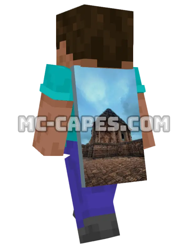 Concrete Building Minecraft cape worn on a player, seen from behind