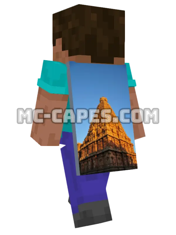 Concrete Castle Minecraft cape worn on a player, seen from behind