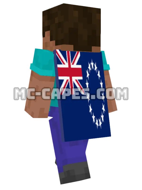 Cook Islands Flag Minecraft cape worn on a player, seen from behind