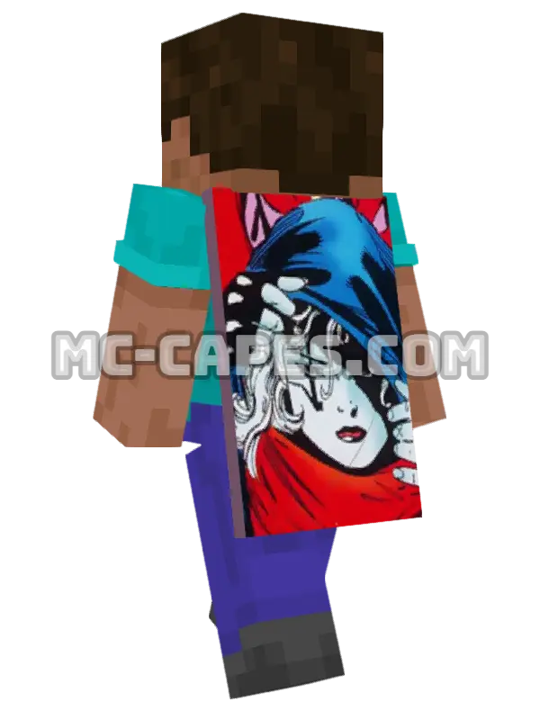 Copycat Minecraft cape worn on a player, seen from behind