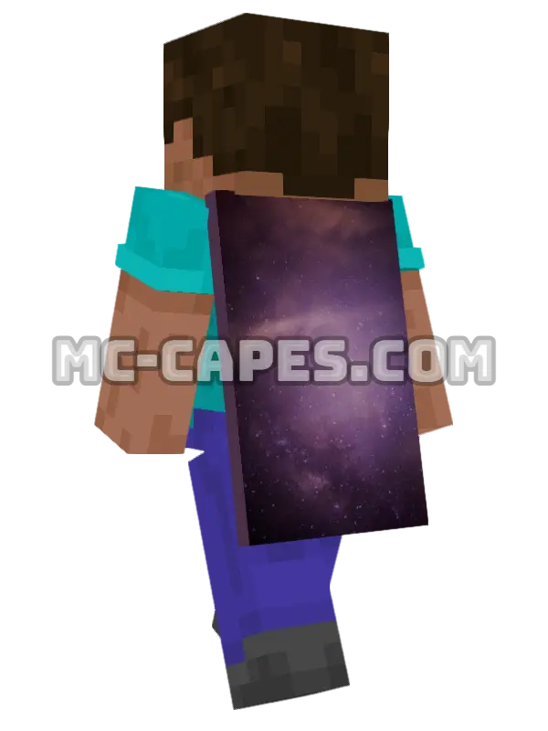 Cosmic Nebula Minecraft cape worn on a player, seen from behind