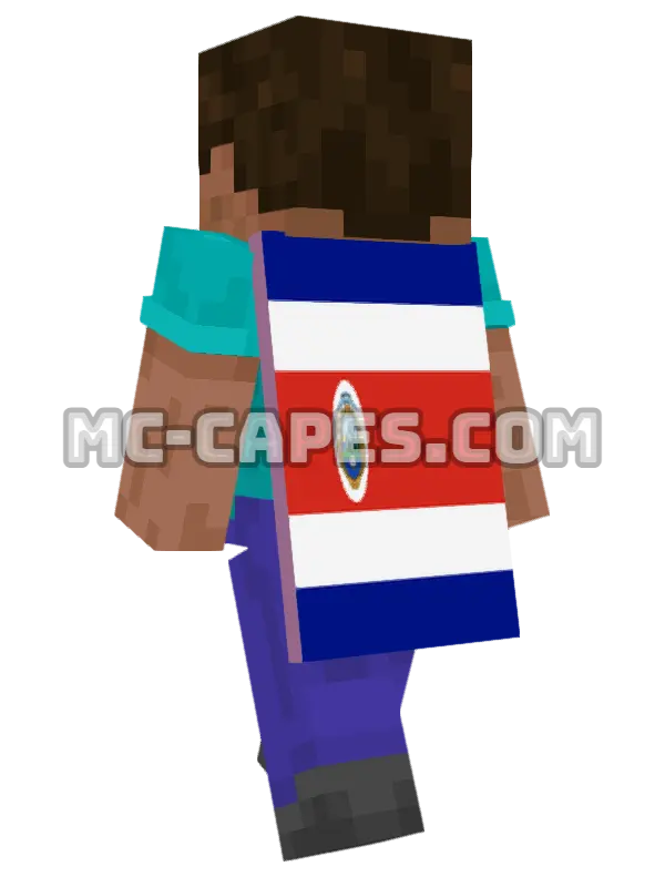 Costa Rica Flag Minecraft cape worn on a player, seen from behind